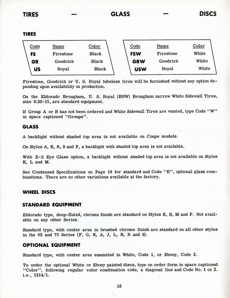 1960 Cadillac Optional Specifications Manual Page 57